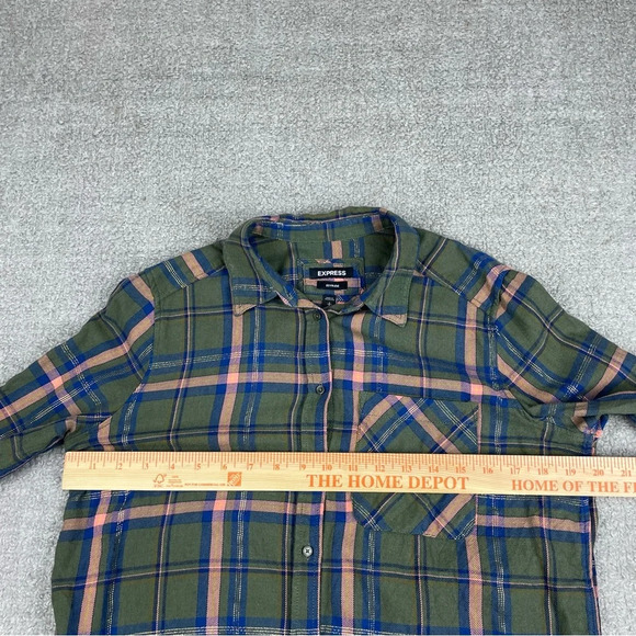 Express Boyfriend Fit Plaid Button Up Shirt - Picture 7 of 9